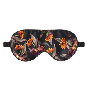 Fan Palm Sleeping Eye Mask 100% Mulberry Silk Black Hibiscus