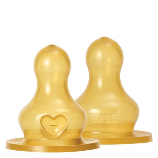 BIBS Baby Bottle Nipple Round Latex Fast Flow 2pcs