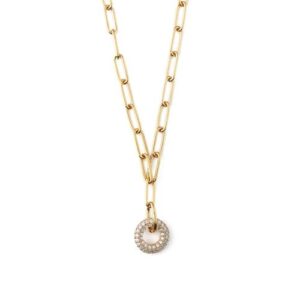 Crystal Pave Encrusted Interlocking Doughnut Necklace