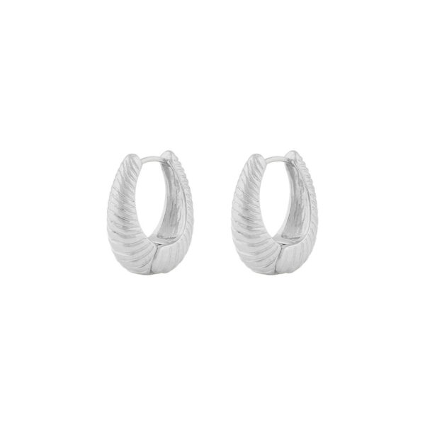 Snö Of Sweden Dakota Oval Ring Earring Plain Silver