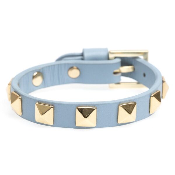 DARK Leather Stud Bracelet Cool Blue