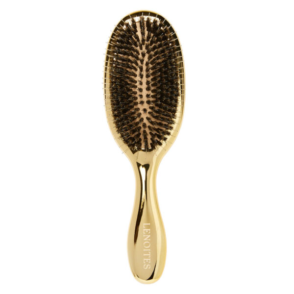 Lenoites Wild Boar Hair Brush with Cleaning Tool Gold