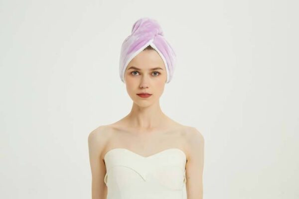 Shelas Tosidig Turban Towel Purple/White