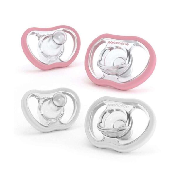 Nanobébé Active Flexy Pacifier Pink/White 4m+ 4pcs