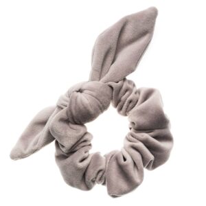 DARK Velvet Scrunchie With Bow Elephant Grey