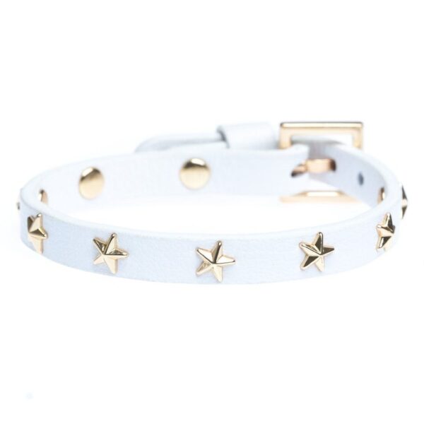 DARK Leather Star Stud Bracelet Mini White