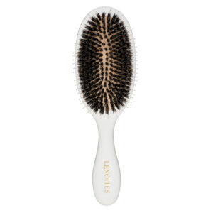 Lenoites Wild Boar Hair Brush with Cleaning Tool White