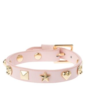 Leather Sign Stud Bracelet Pale Rose 1pcs