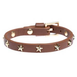 DARK Leather Star Stud Bracelet Mini Congnac