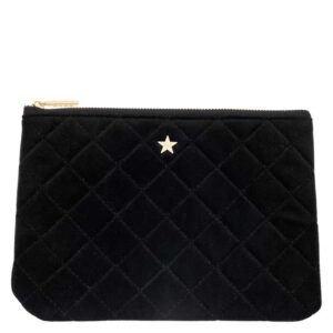 DARK Velvet Quilted Small Pouch Black