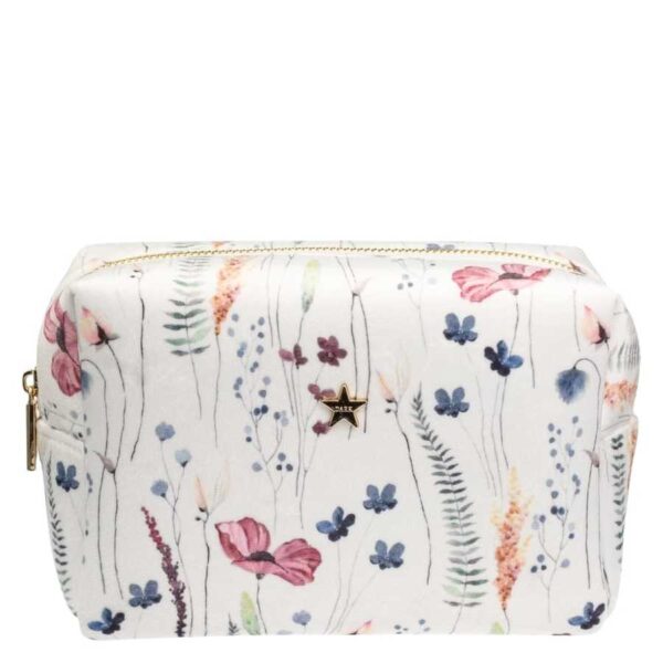 DARK Velvet Square Make-Up Pouch Small Multicolor Flower Pattern