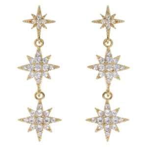 Timi Of Sweden Aurora Dangling Crystal Star Stud Earrings 4cm