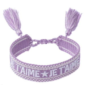 DARK Woven Friendship Bracelet "Je T&apos;aime" Lavendel