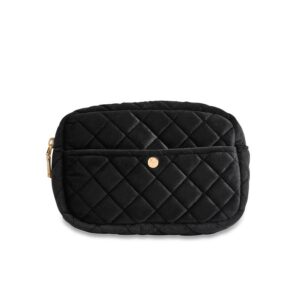 Fan Palm Beauty Bag Quilted Velvet Black Medium