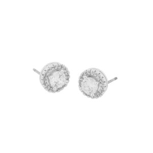 Snö Of Sweden Lou Round Stone Earring Silver/Clear 9mm