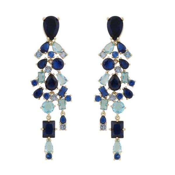 Snö Of Sweden Ellie Big Pendant Earring Gold/Mix Blue