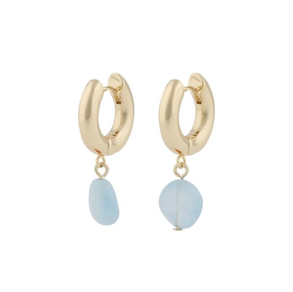 Snö Of Sweden Sanna Round Pendant Earring Gold/Light Blue