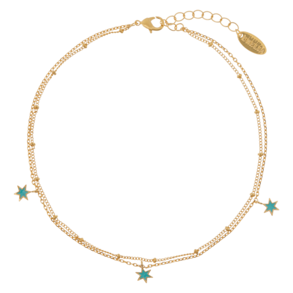 Orelia Jewellery Turquoise Enamel Star Multi Row Anklet