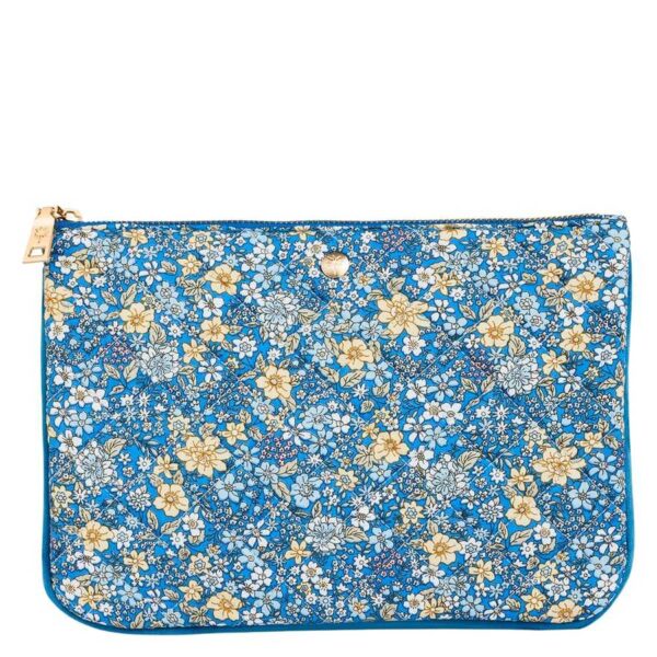 Fan Palm Blue Flower Clutch