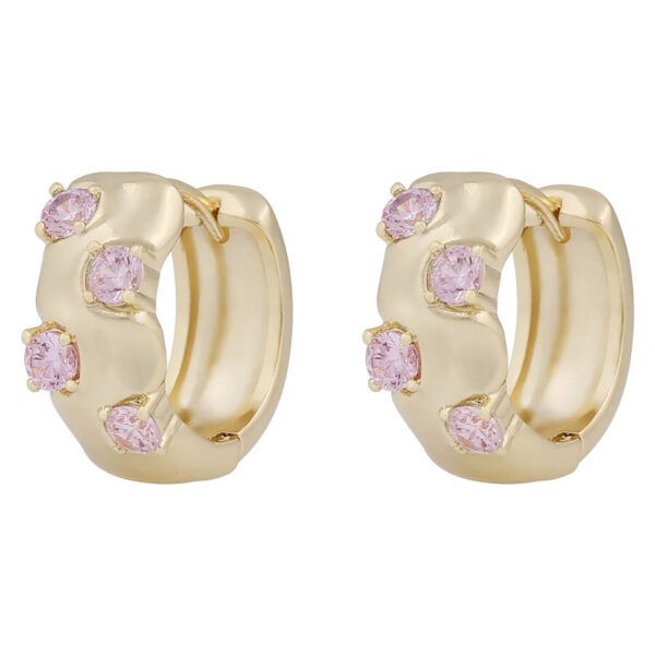 SNÖ Of Sweden Jen Stone Wide Ring Earrings Gold Pink Onesize