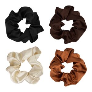 Brushworks Natural Satin Scrunchies 4pcs