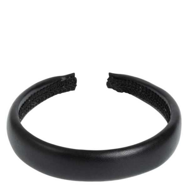 DARK Leather Hair Band Broad Black