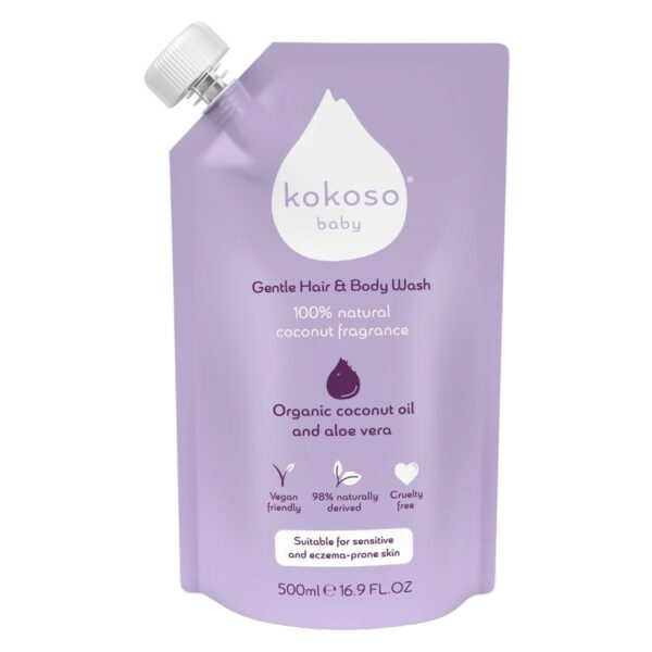 Kokoso Baby Gentle Hair & Body Wash Refill Pouch 500ml