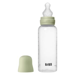 BIBS Baby Bottle Round Silicone Medium Flow Sage 270ml