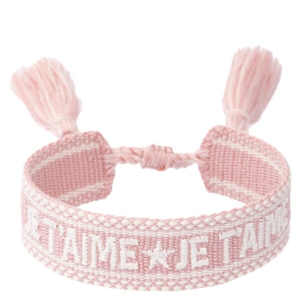 DARK Woven Friendship Bracelet Je T&apos;aime Light Rose