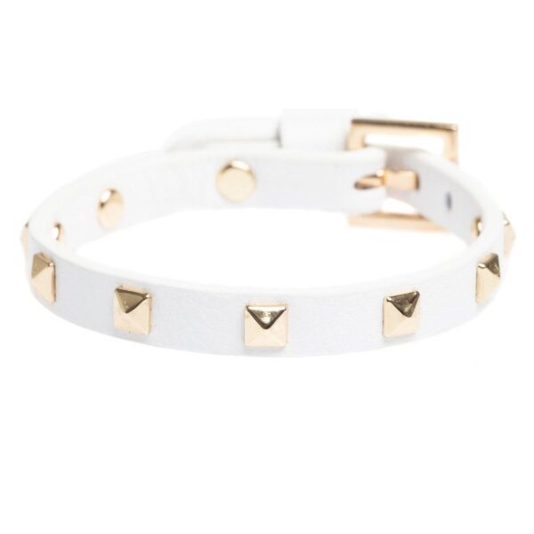 DARK Leather Stud Bracelet Mini White