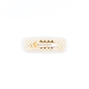 DARK Pearl Hair Clip Square Small White