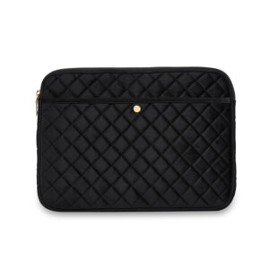 Fan Palm Black Quilted Velvet Laptop Sleeve