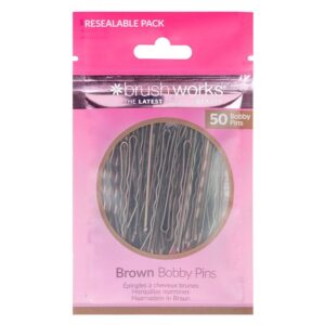 Brushworks Brown Bobby Pins 50pcs