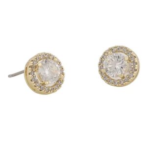 Snö Of Sweden Lou Round Stone Earring Gold/Clear 9mm