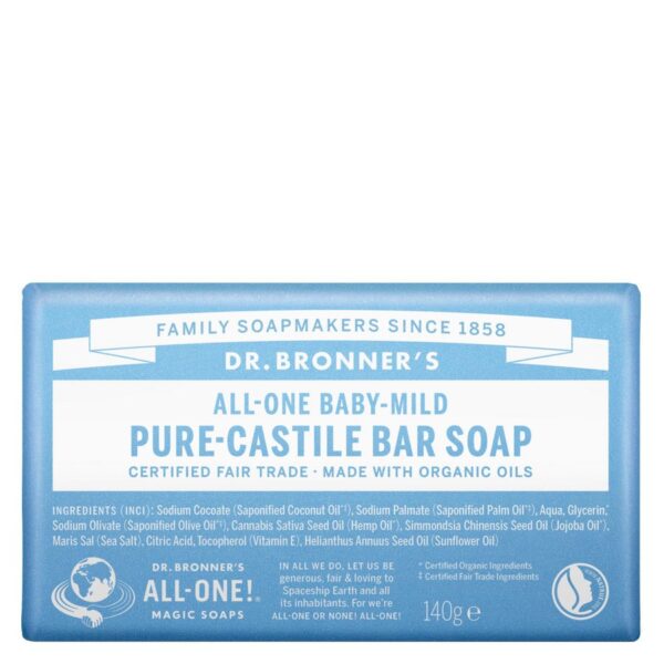 Dr. Bronner All One Unscented Baby Mild Pure Castile Bar Soap 140