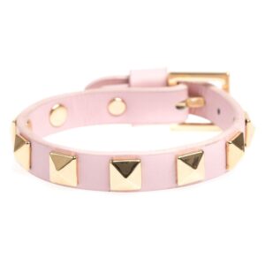 DARK Leather Stud Bracelet Pale Rose