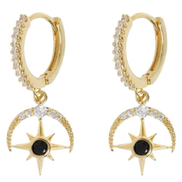 Timi Of Sweden Elvira Moon and Star Crystal Hoop Earrings