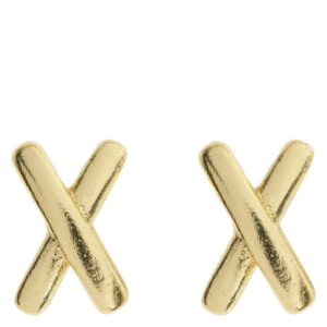 Timi Of Sweden Dixie Cross Minimalistic Stud Earrings Gold 6x4mm