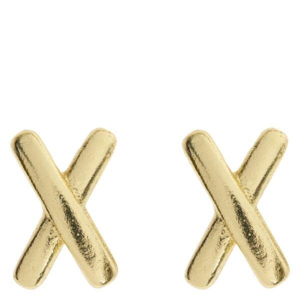 Timi Of Sweden Dixie Cross Minimalistic Stud Earrings Gold 6x4mm