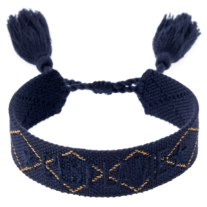 DARK Woven Friendship Bracelet C&apos;est La Vie Navy Blue With Gold