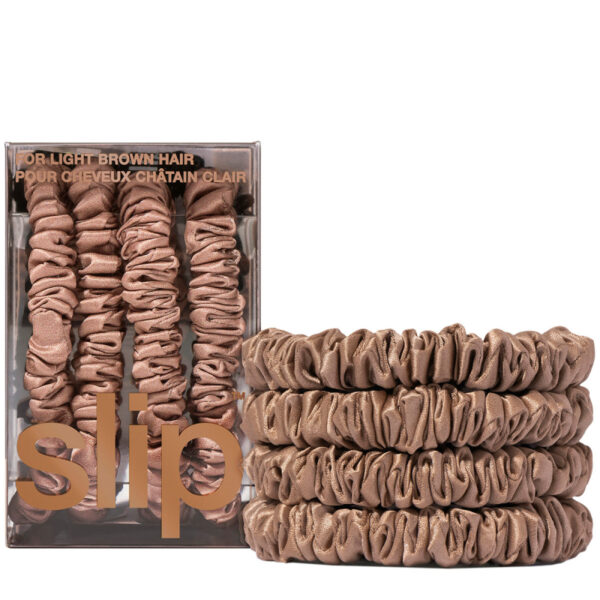 Slip Pure Silk Skinny Scrunchies Light Brown