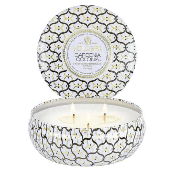 Voluspa 3-wick Tin Candle Gardenia Colonia (340 g)