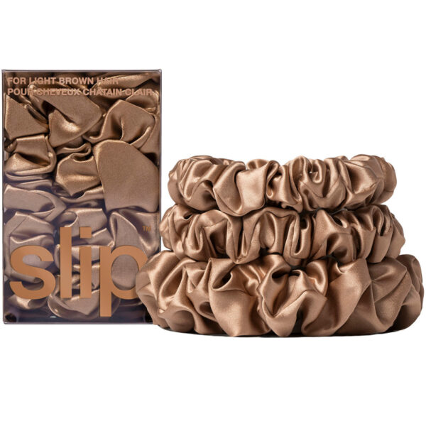 Slip Pure Silk Back To Basics Assorted Scrunchies - Light Brown