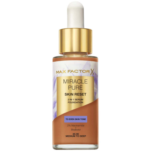 Max Factor Miracle Pure 2in1 Skin Reset Serum Foundation 85-90 Medium to Deep