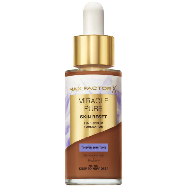 Max Factor Miracle Pure 2in1 Skin Reset Serum Foundation 95-100 Deep to Very Deep