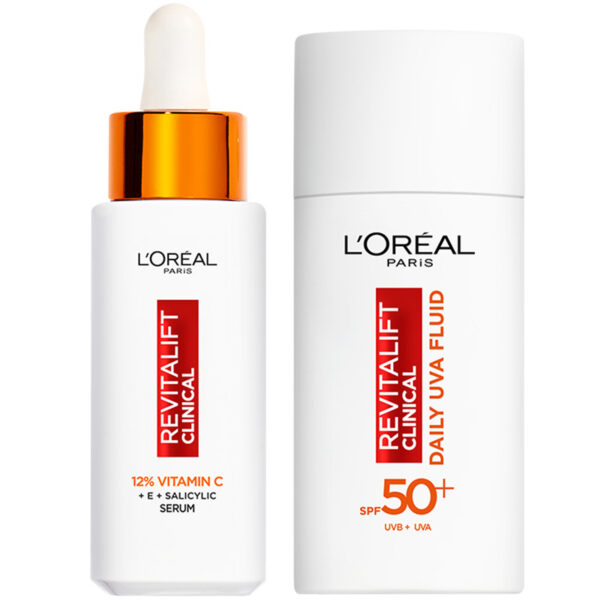 L&apos;Oréal Paris Revitalift Clinical 12% Vitamin C Serum + L&apos;Oréal Paris Revitalift Clinical Daily Moisturizing Fluid SPF50