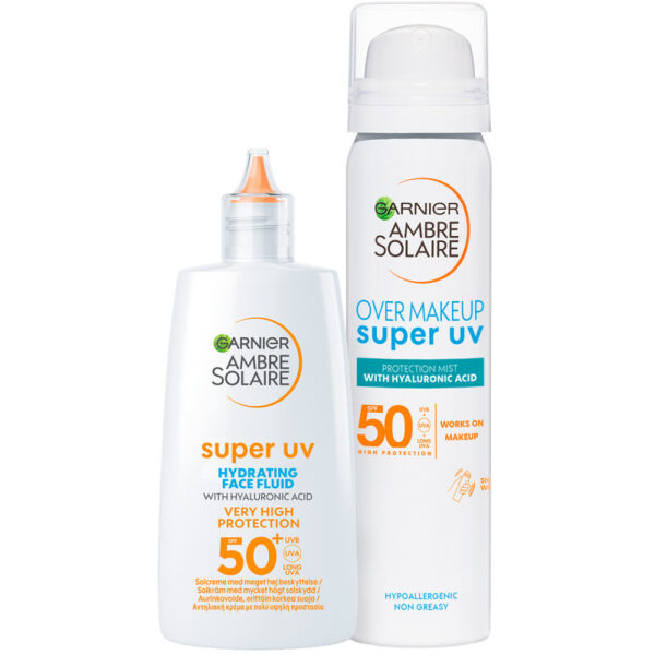 Garnier Ambre Solaire Super UV Over Makeup Mist Hyaluronic Acid SPF50+ + Ambre Solaire Super UV Anti-Dark Spots & Anti-Pollution Fluid SPF50+