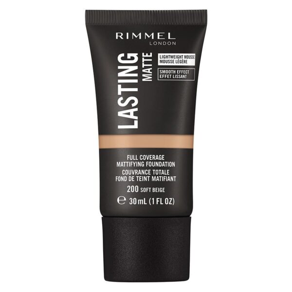 Rimmel London Lasting Finish Matte Foundation 200 Soft Beige 30ml