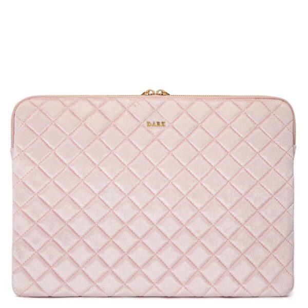 DARK Velvet Quilted Mac Cover Sparkled Pale Rose