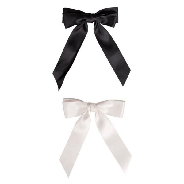 Brushworks Satin Hair Bow Duo Black & White